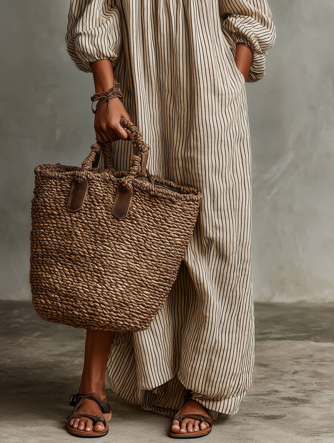 Carmen™ | Robe longue en coton et lin avec design décolleté