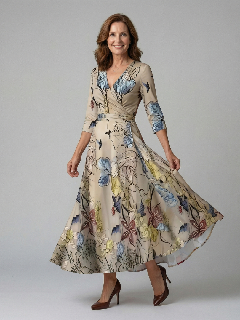 Auvelle | Robe Midi Croisée à Col Celine