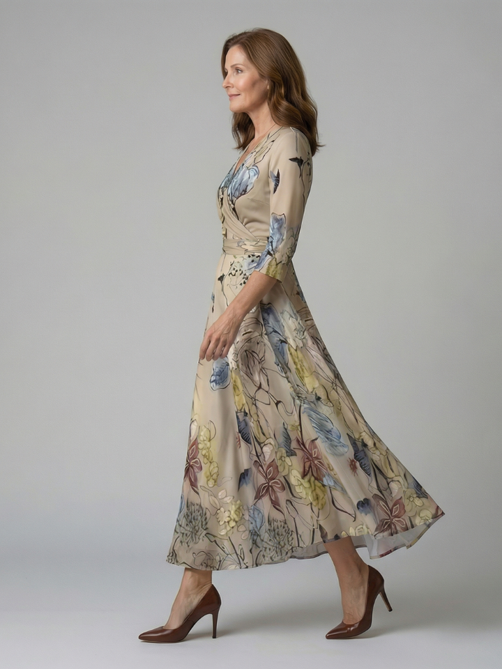 Auvelle | Robe Midi Croisée à Col Celine