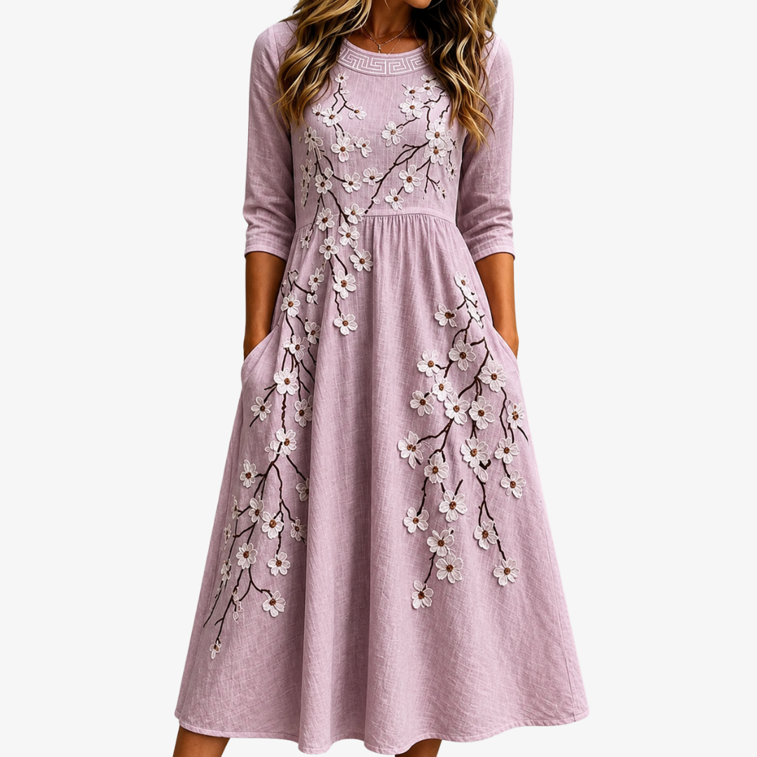 Robe Midi Florale Blushing Orchard