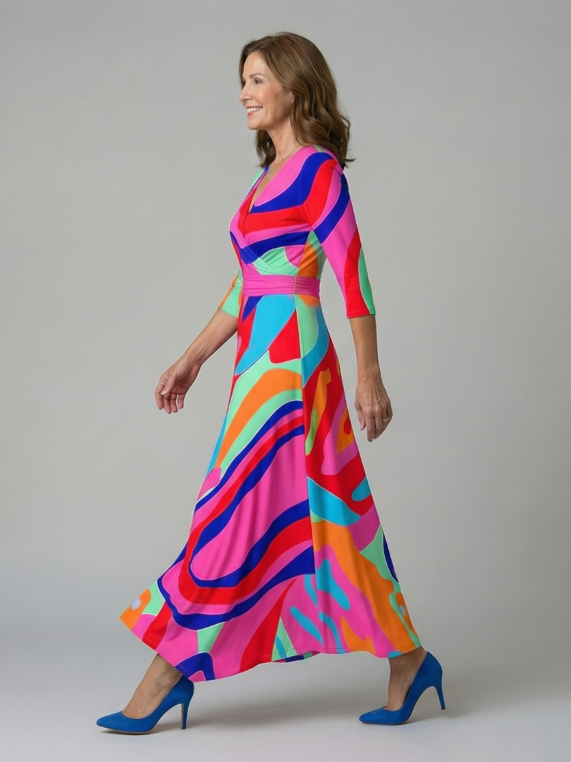 Auvelle | Robe Midi Croisée à Col Celine