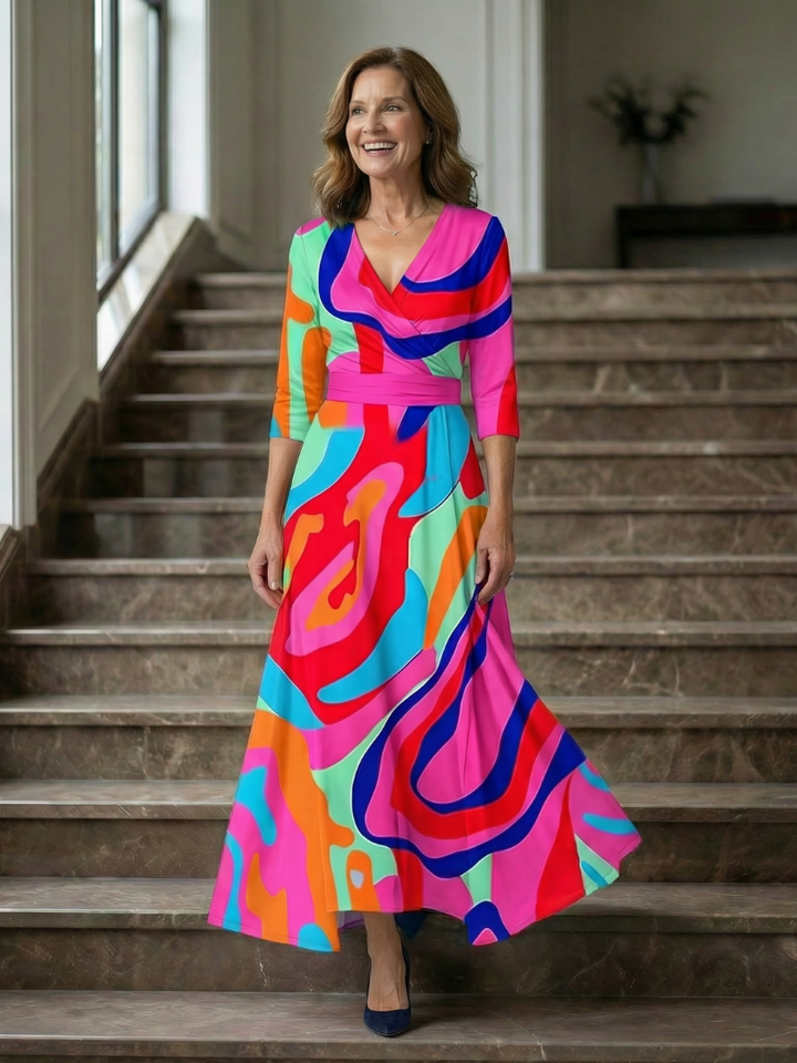 Auvelle | Robe Midi Croisée à Col Celine