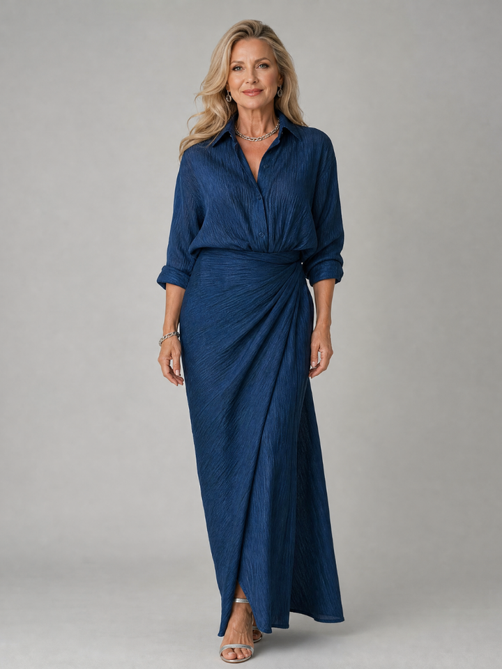 Auvelle | Robe Maxi à Manches Longues avec Enveloppementu