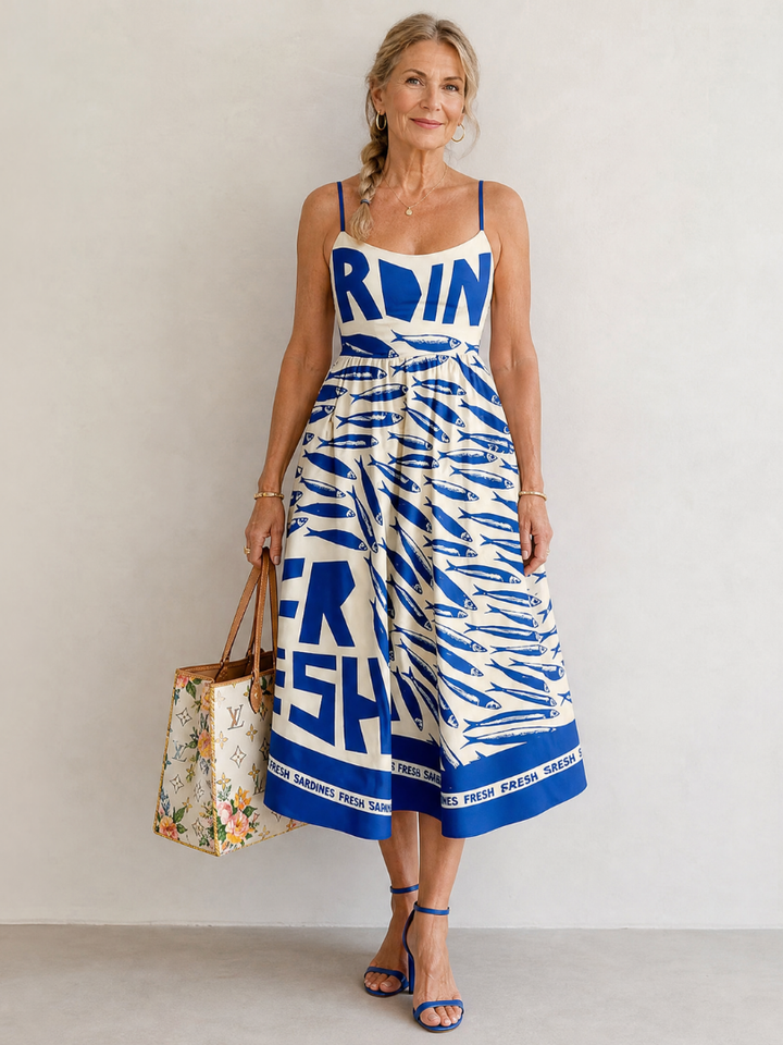 Auvelle | Robe Midi Imprimée avec Motif Poisson