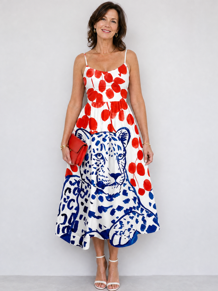 Auvelle | Robe Midi à Imprimé Léopard