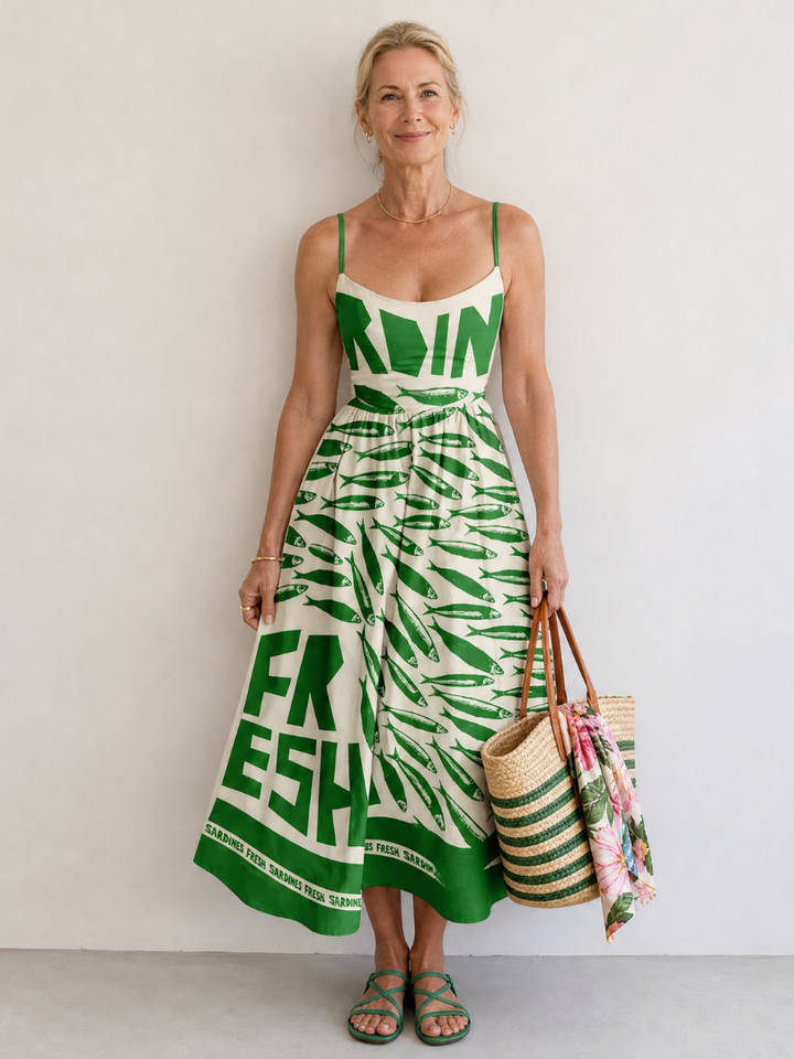 Auvelle | Robe Midi Imprimée Poissons