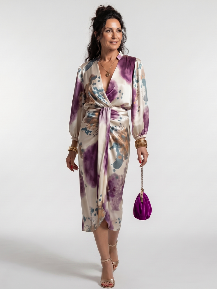 Auvelle | Robe midi imprimée avec lien à la taille