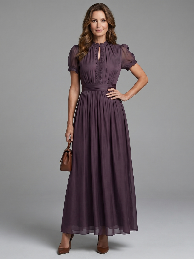 Auvelle | Robe Maxi à Taille Froncée avec Découpe