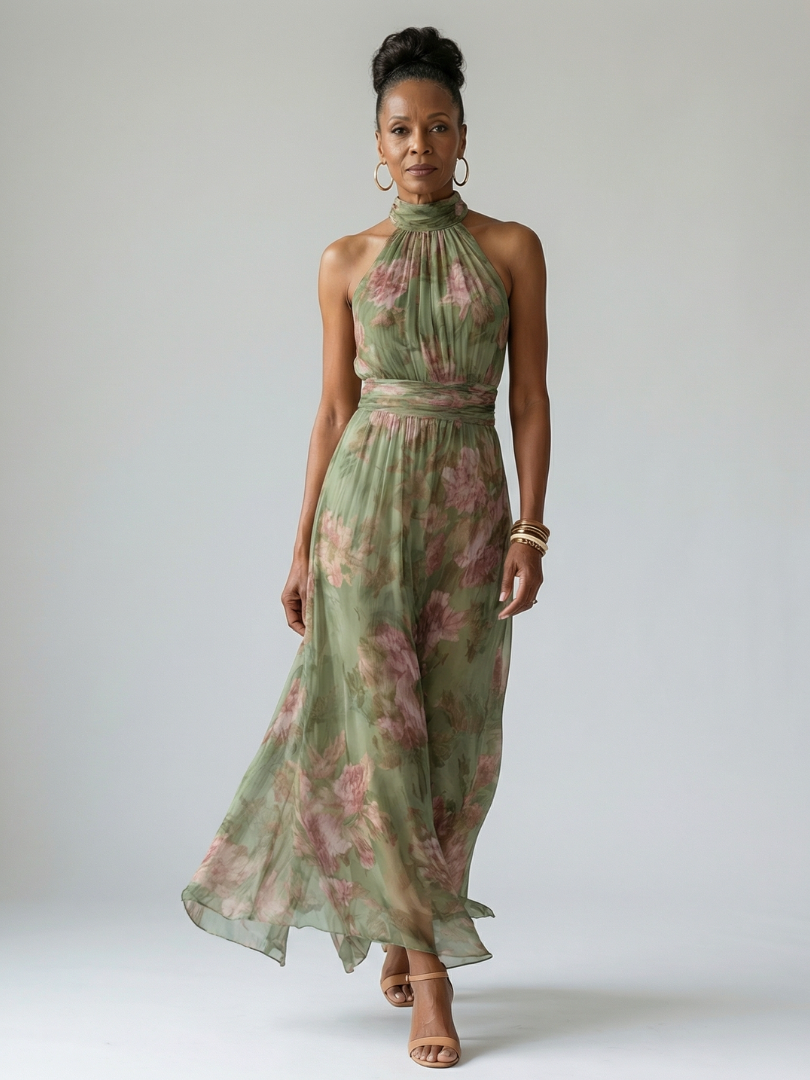 Auvelle | Robe Midi à Dos Nu Froncée