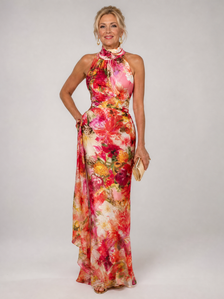 Auvelle | Robe Maxi à Imprimé Floral avec Col Halter