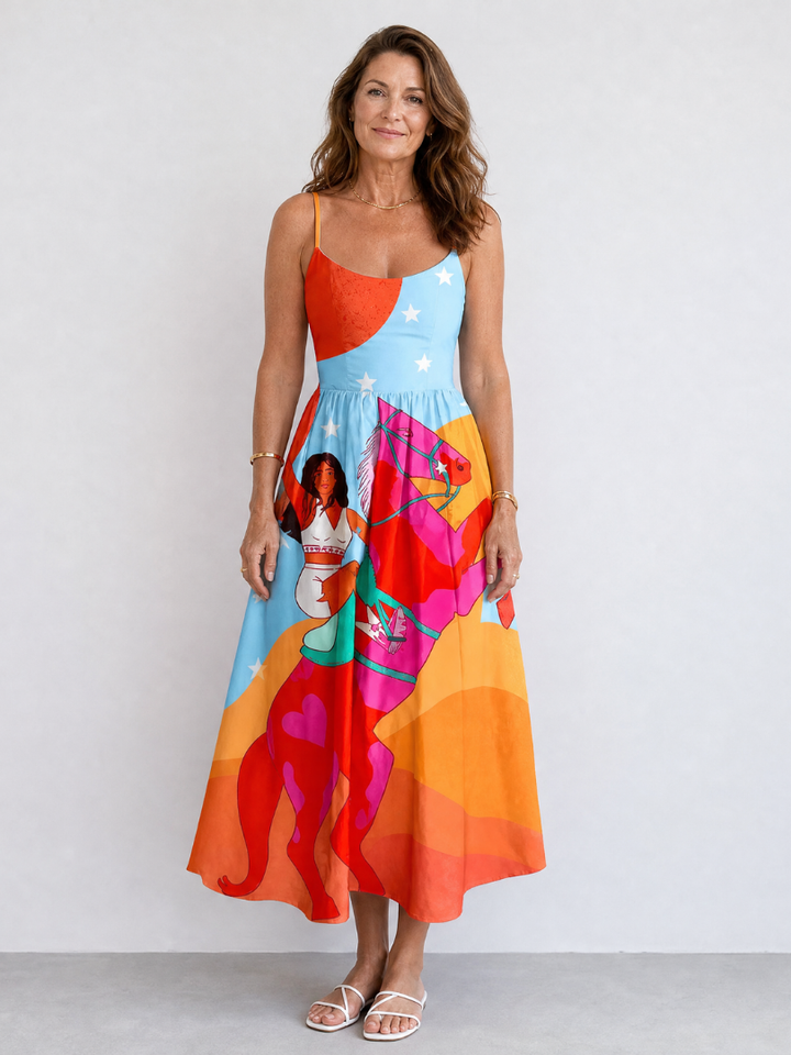 Auvelle | Robe Midi Imprimée Graphique Western