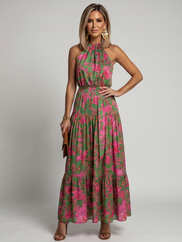Auvelle | Robe Midi Drapée à Col Halter