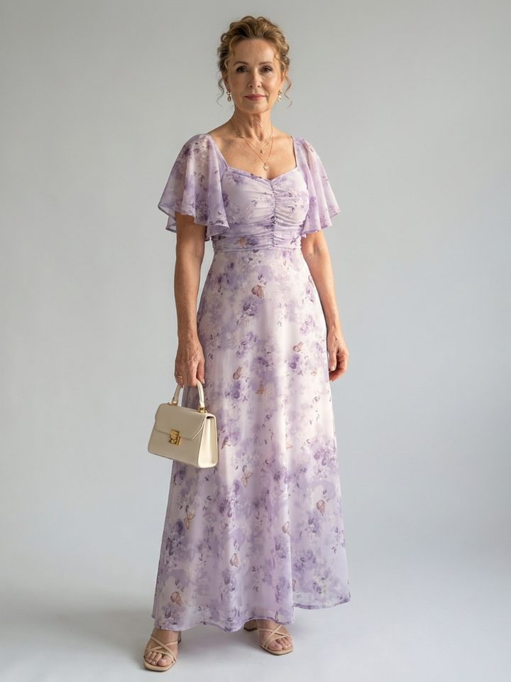 Auvelle | Robe Midi à Manches Volantes Vaelisu