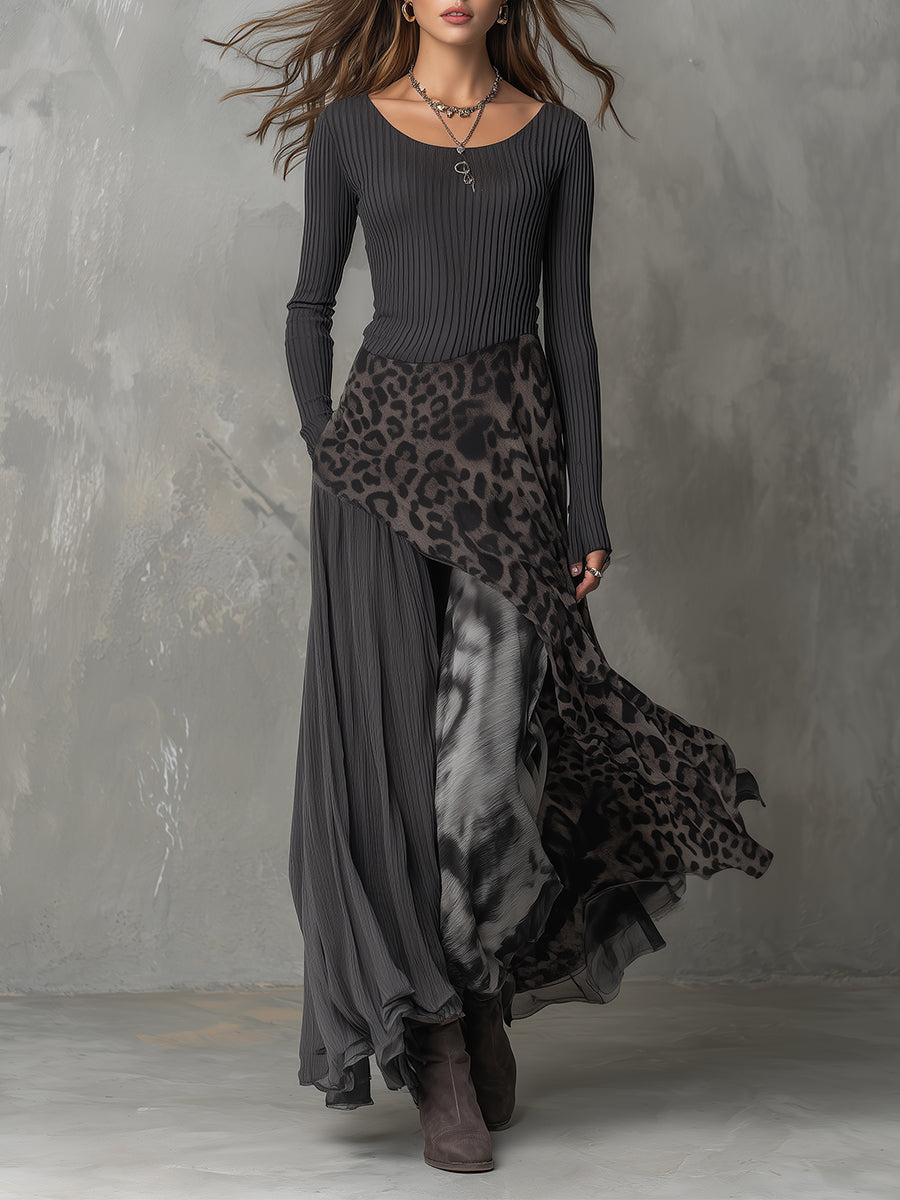Bárbara | Robe maxi bohème avec imprimé animal