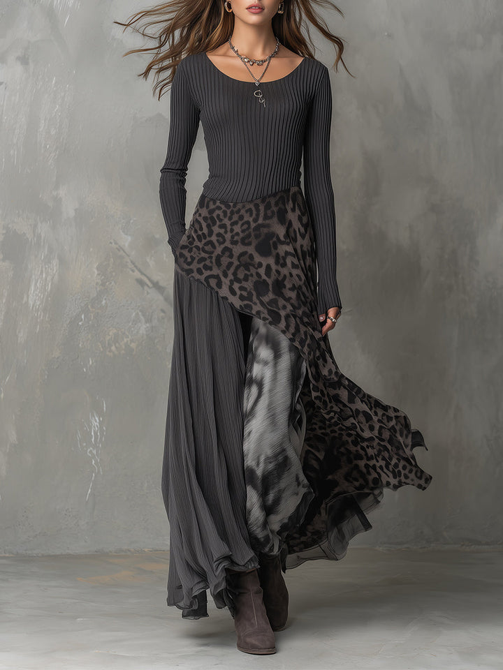 Bárbara | Robe maxi bohème avec imprimé animal