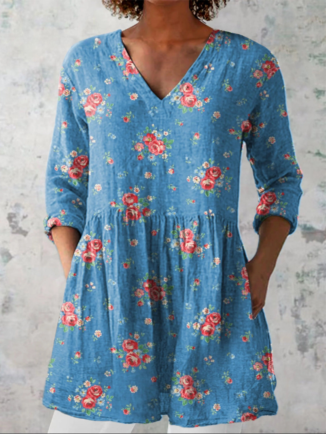 Melanie | Blouse longue avec décolleté en V