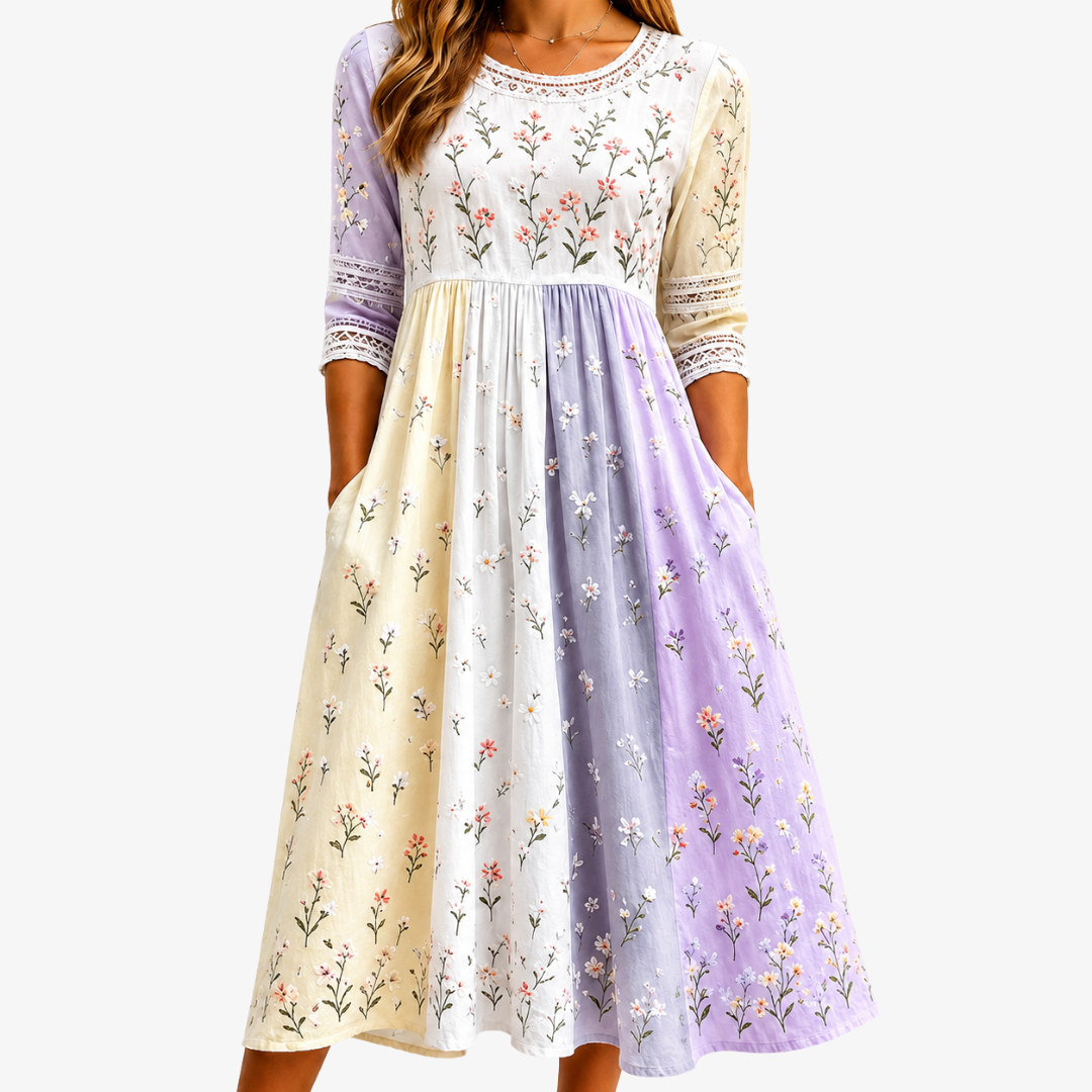 Robe Midi Patchwork Lavande Prairie