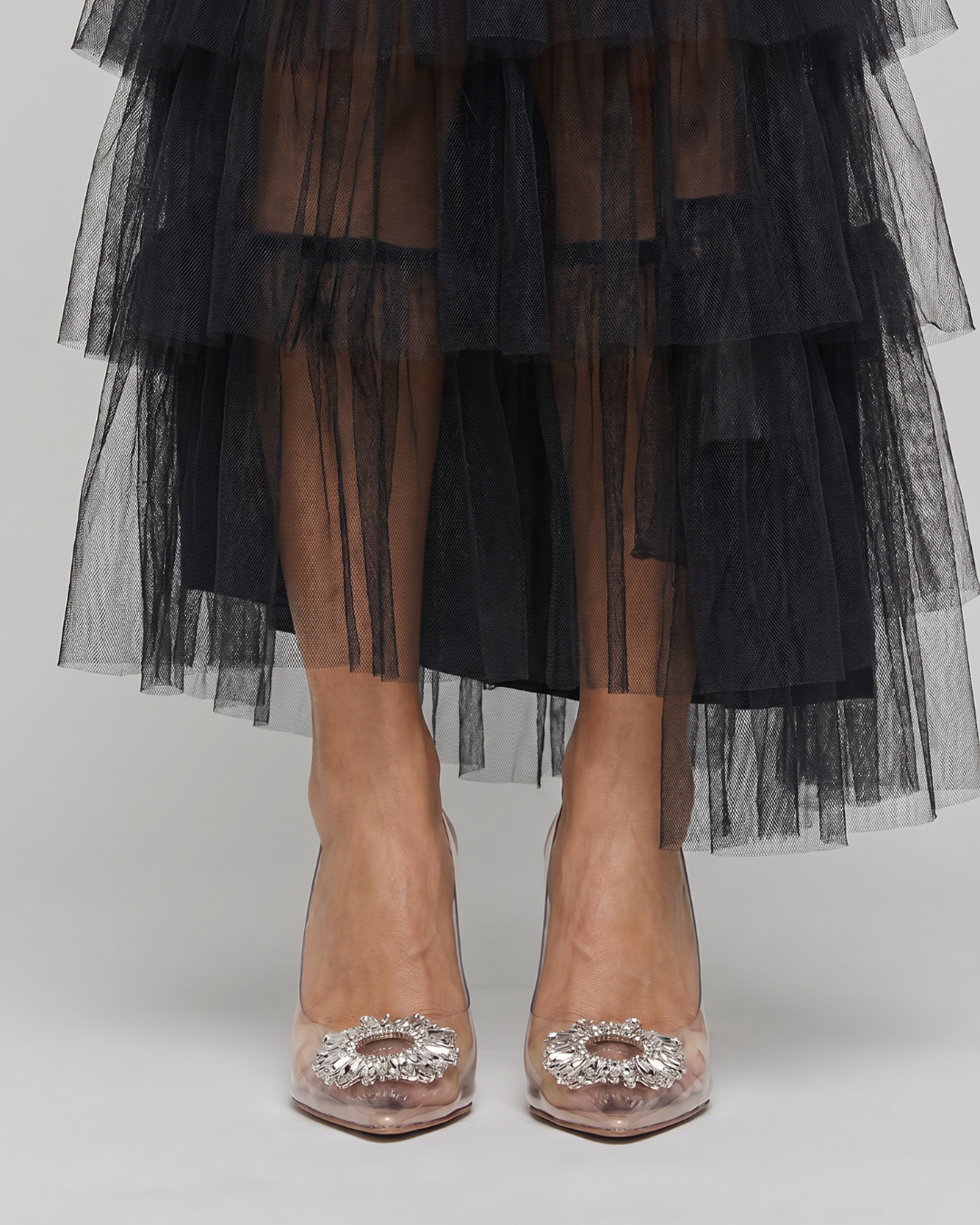 Auvelle | Talons Mules à Panneaux Transparents avec Boucle en Strass