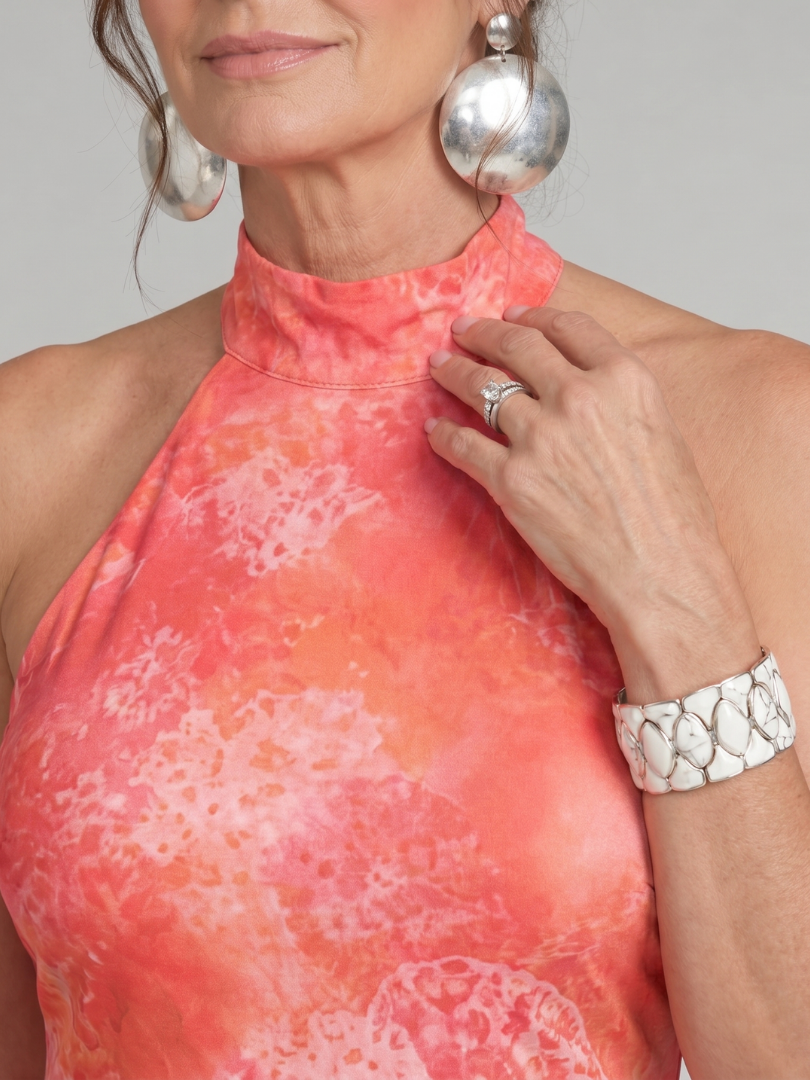 Auvelle | Robe Maxi à Imprimé et Col Halter