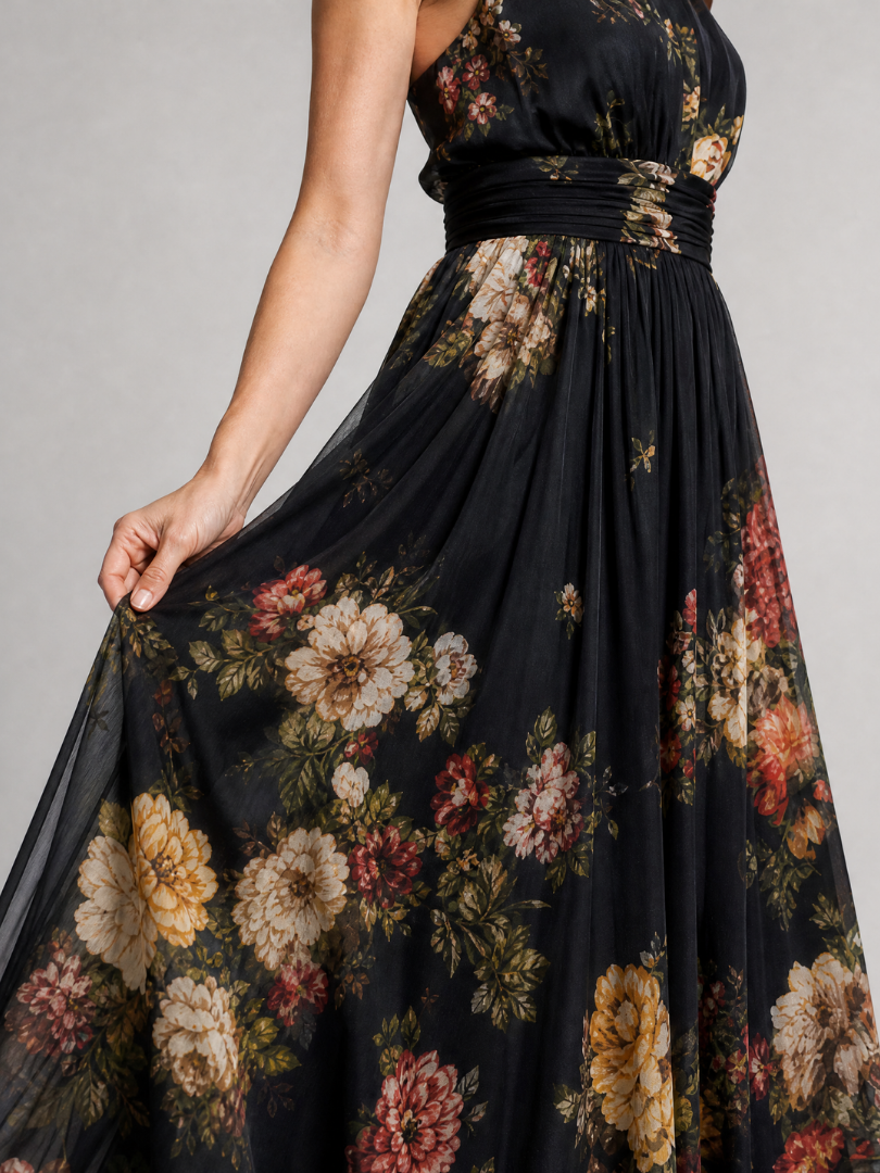 Auvelle | Robe Midi à Encolure Halter Florale
