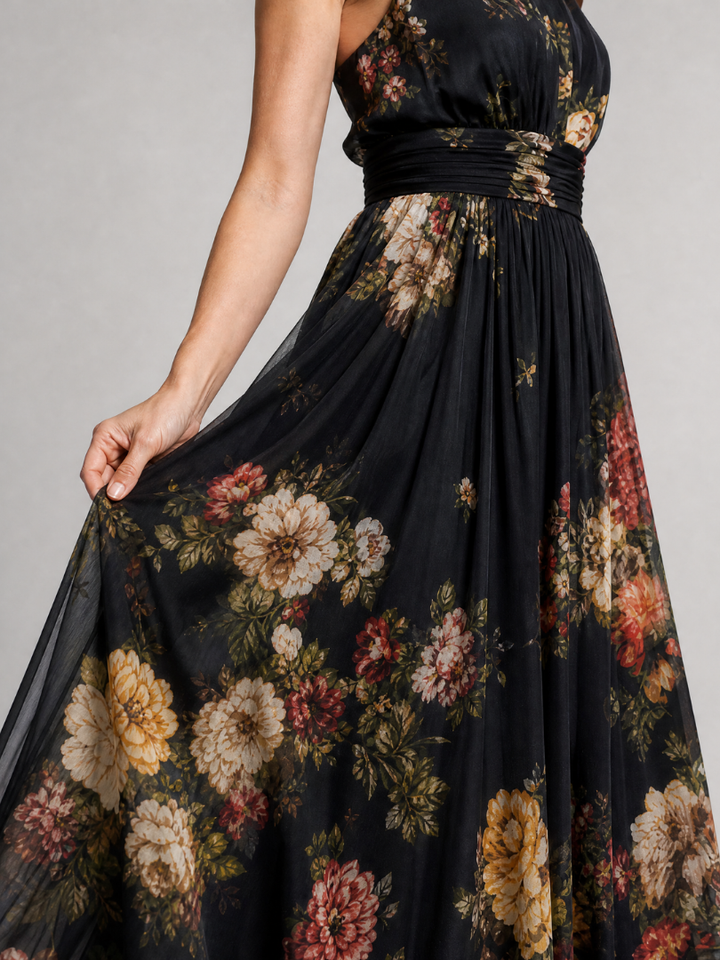 Auvelle | Robe Midi à Encolure Halter Florale