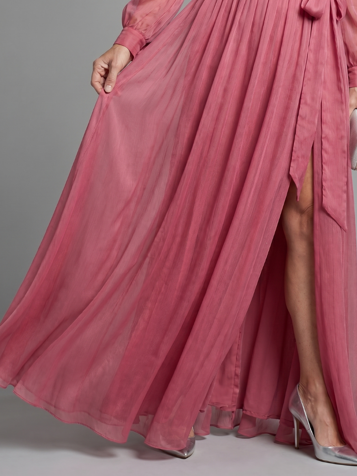 Auvelle | Robe Maxi Fluide Transparente à Manches Longues