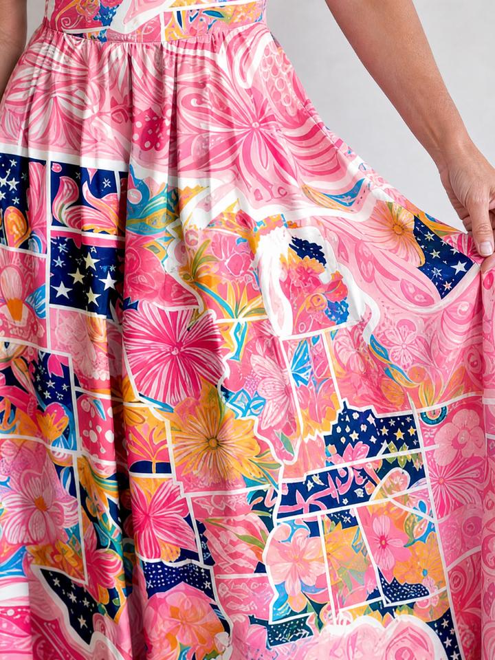 Auvelle | Robe Midi Imprimé Floral Patchwork