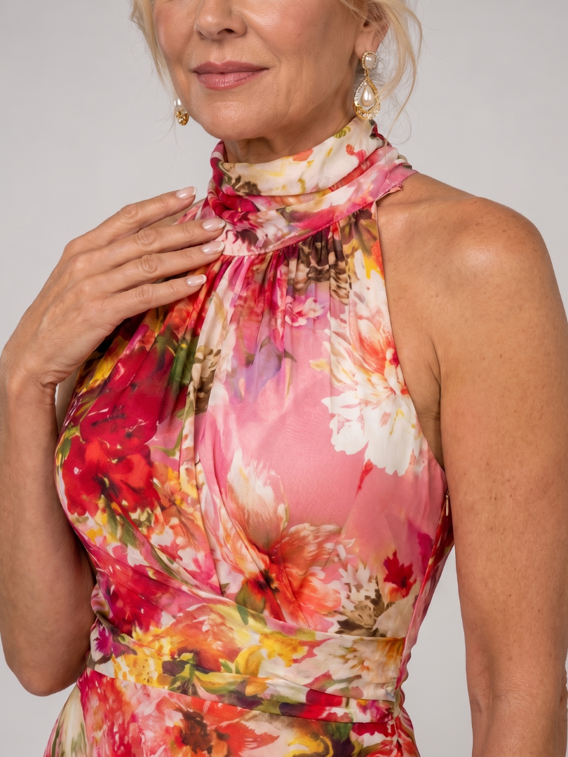 Auvelle | Robe Maxi à Imprimé Floral avec Col Halter