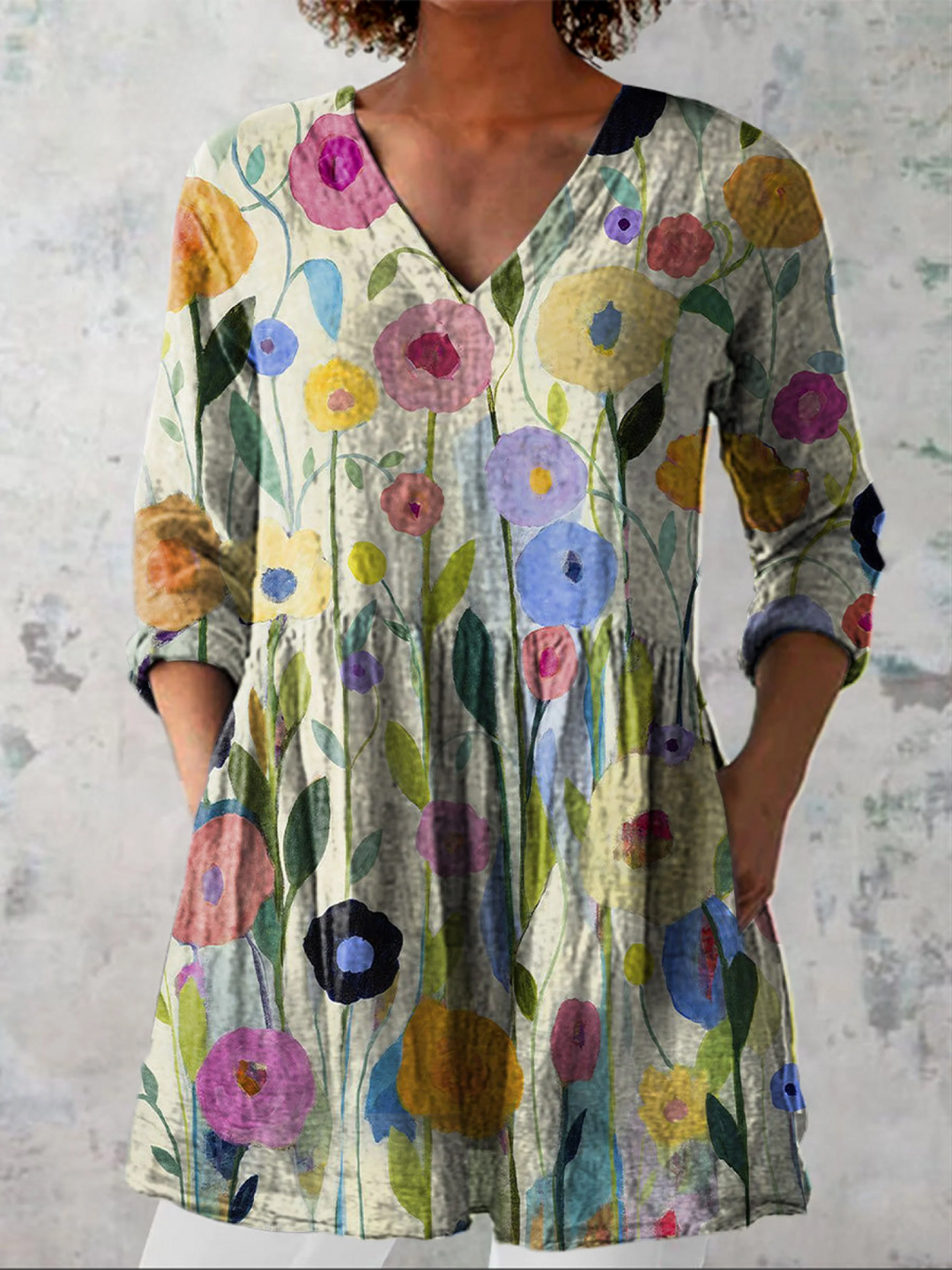 Louise | Blouse longue avec décolleté en V