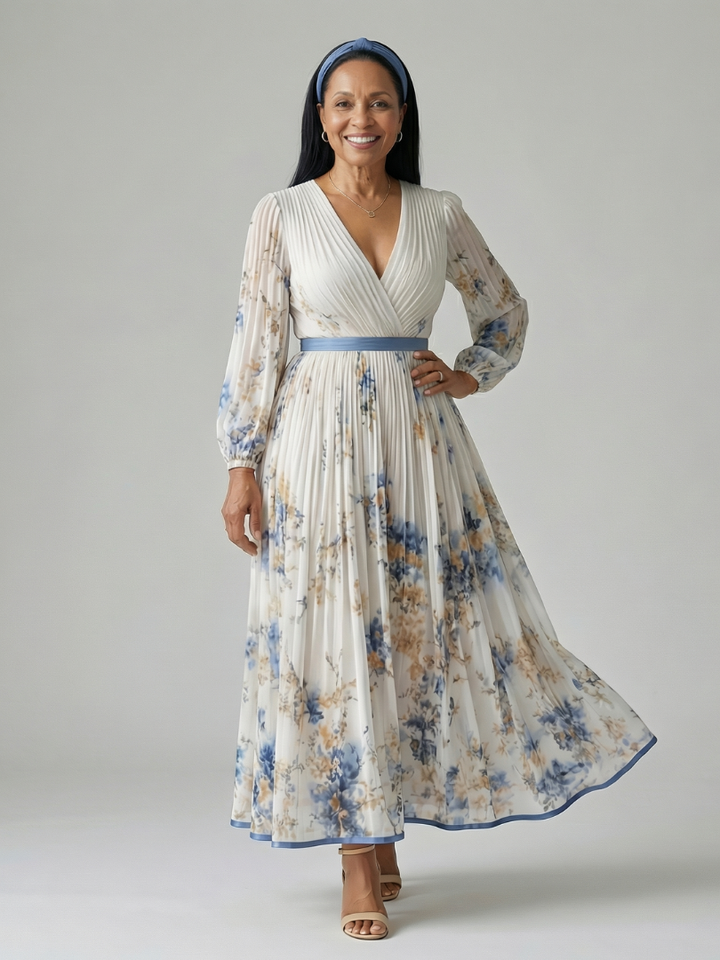 Auvelle | Robe Midi Plissée à Enveloppe Rielle