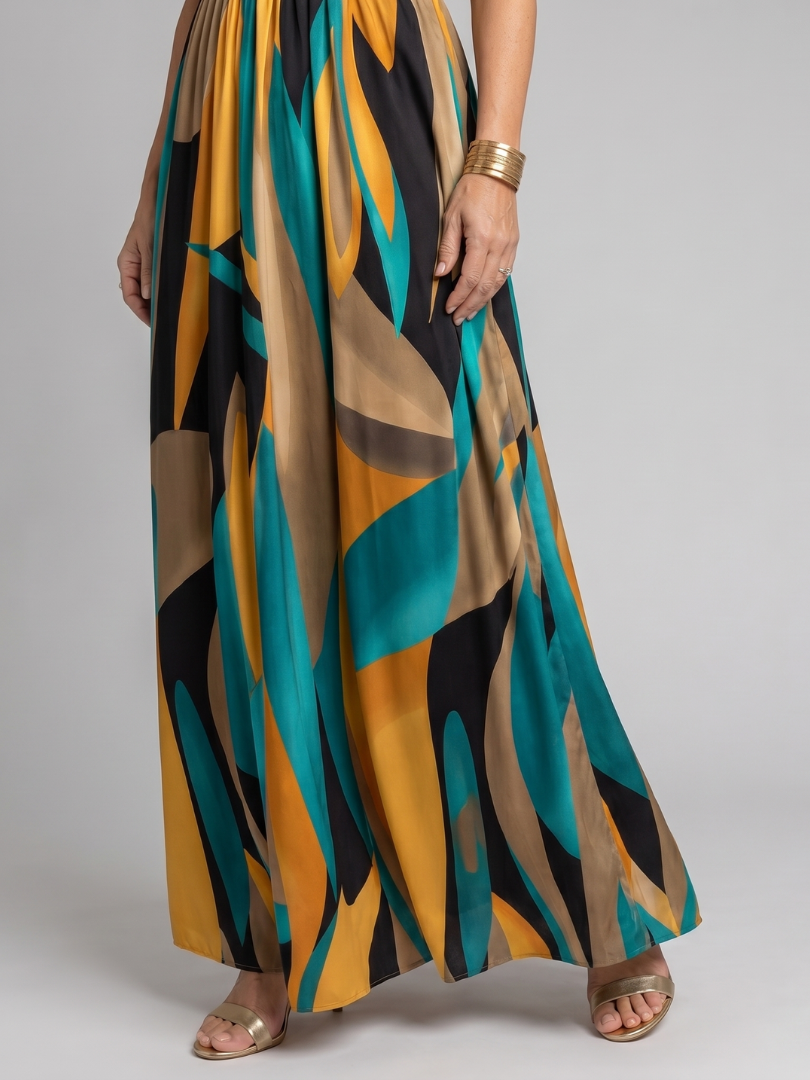 Auvelle | Robe Maxi Sans Manches à Imprimé Abstrait
