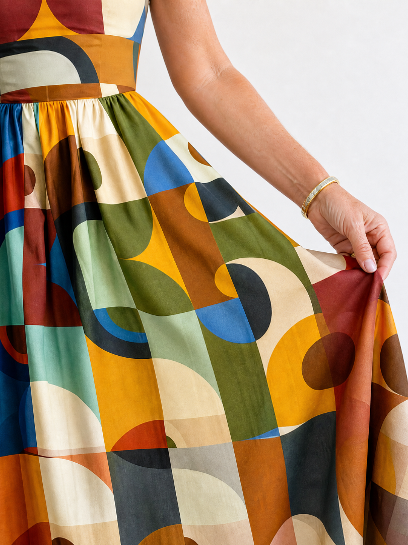Auvelle | Robe Midi à Imprimé Géométrique