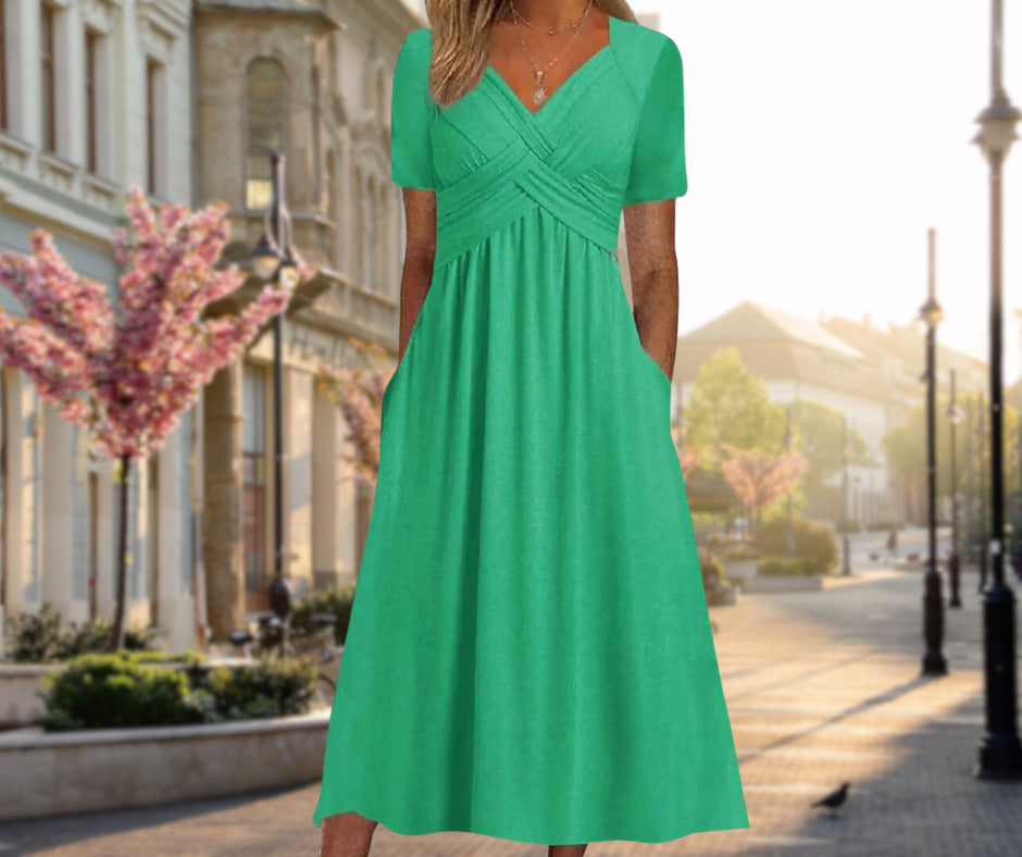 Amalia | Robe midi élégante avec silhouette croisée