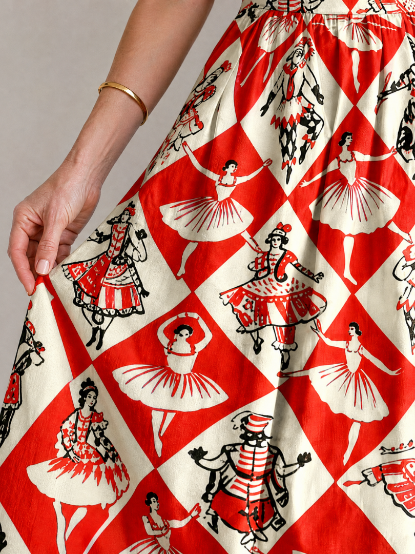 Auvelle | Robe Midi Sans Manches Imprimée Diamant