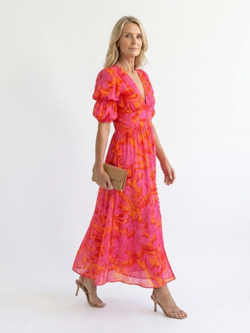 Auvelle | Robe Midi à Manches Bouffantes Willow