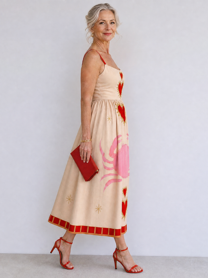 Auvelle | Robe Midi Sans Manches Motif Cœur