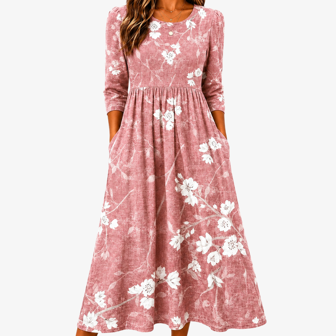 Robe Midi à Poches Blush Bloom Grace