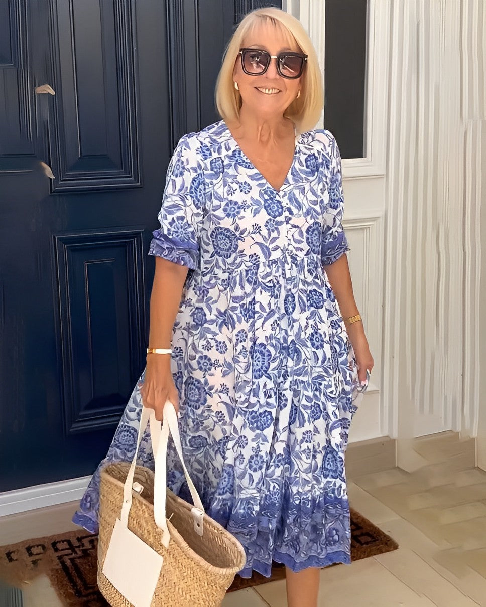 Rocío | Robe maxi florale élégante avec décolleté en V