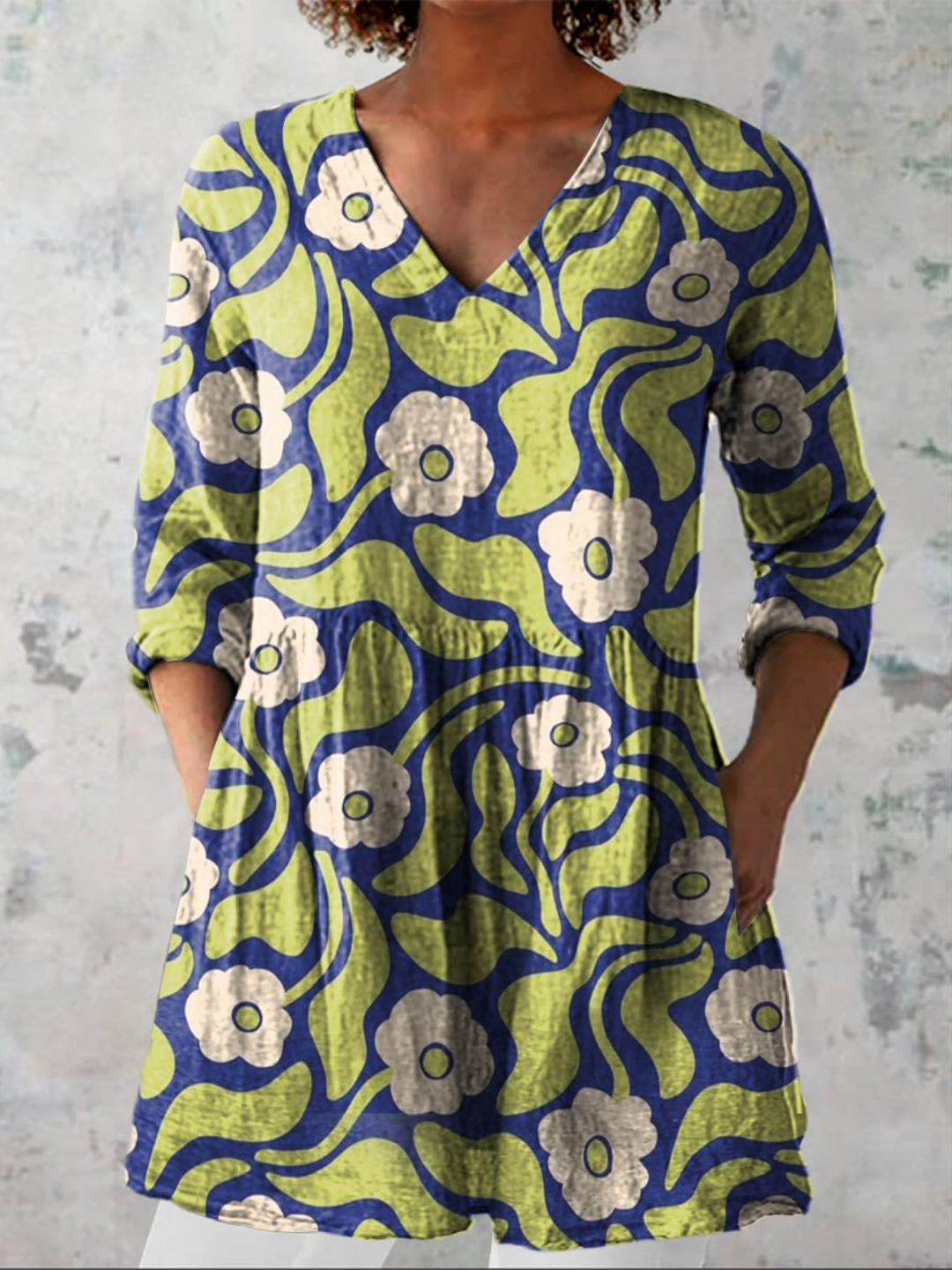Elodie | Blouse longue avec décolleté en V