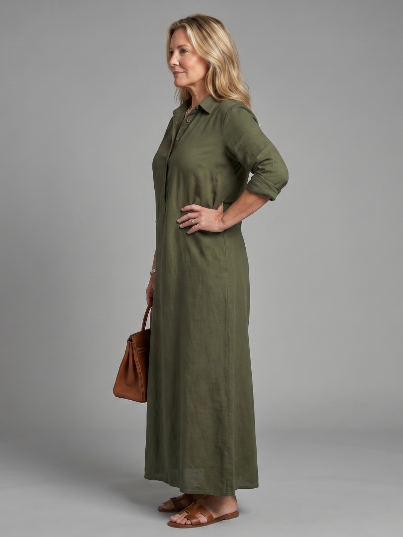 Auvelle | Robe Maxi à Manches Longues et Silhouette Détendue