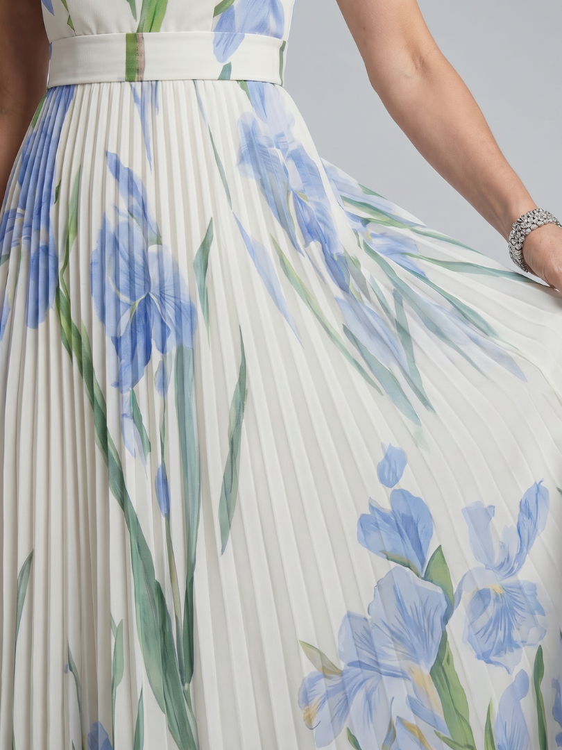 Auvelle | Robe midi sans manches à décolleté carré et imprimé floral