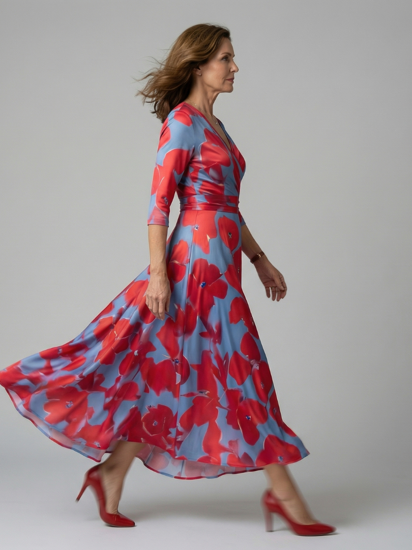 Auvelle | Robe Midi Croisée à Col Celine