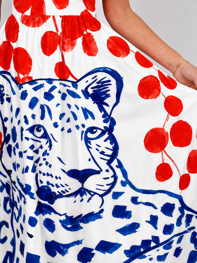 Auvelle | Robe Midi à Imprimé Léopard