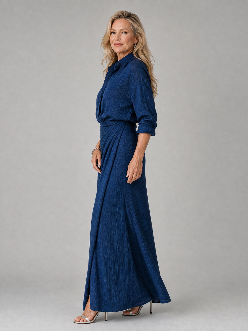 Auvelle | Robe Maxi à Manches Longues avec Enveloppementu