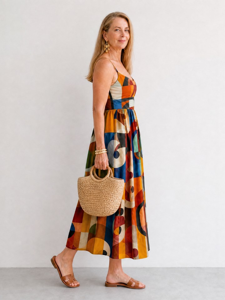 Auvelle | Robe Midi à Imprimé Géométrique