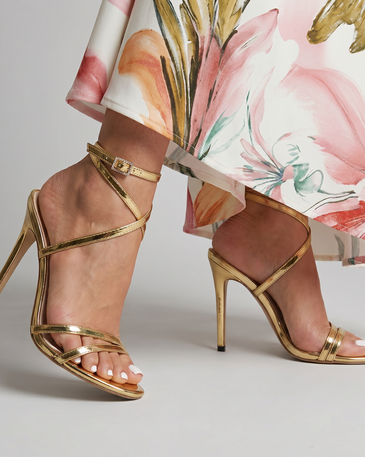 Auvelle | Sandales à talons aiguilles avec lanières métalliques