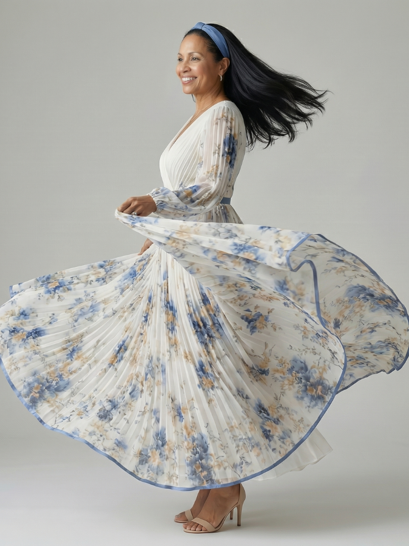 Auvelle | Robe Midi Plissée à Enveloppe Rielle