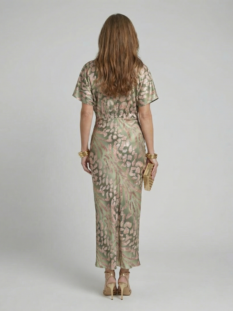 Auvelle | Robe Midi à Imprimé Abstrait Coralie
