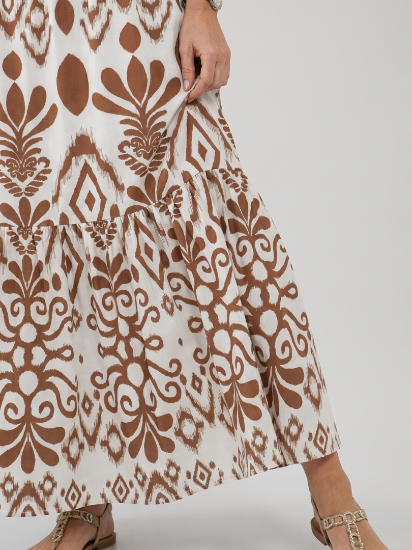 Auvelle | Robe midi à jupe évasée et manches courtes