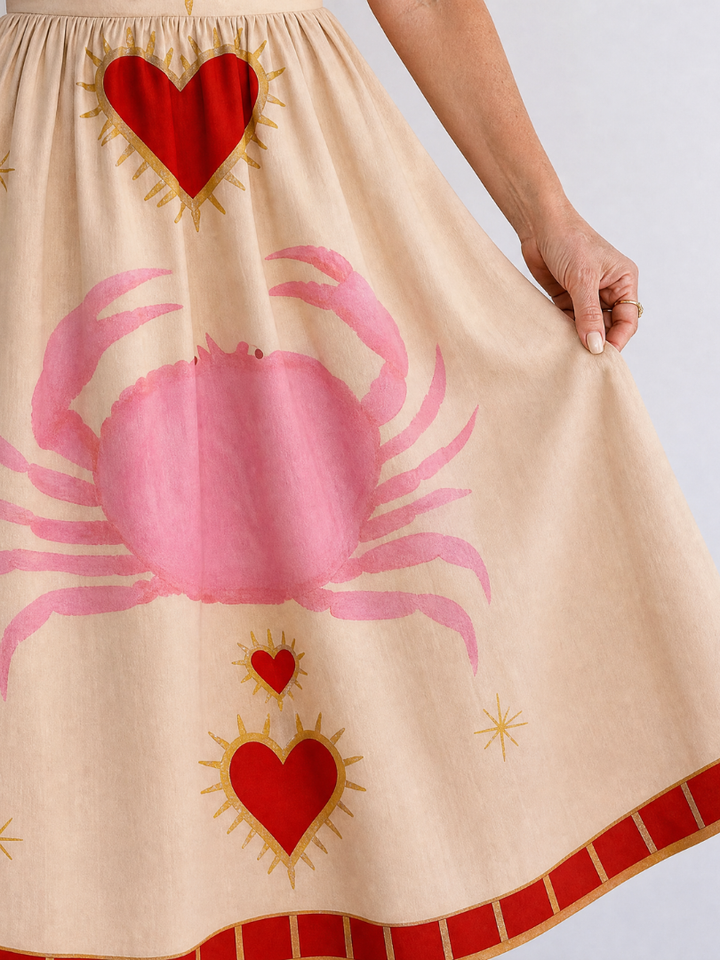 Auvelle | Robe Midi Sans Manches Motif Cœur